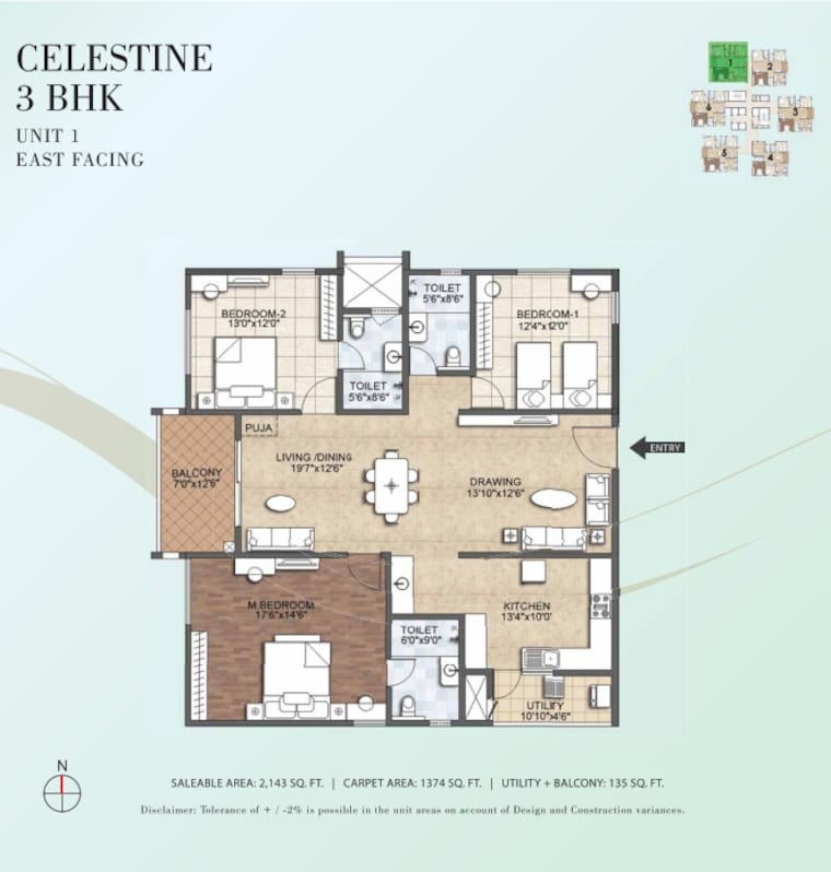 Floor Plan, kondapur 3 Bedroom 2143 Sq.Ft. Apartment In Kondapur Hyderabad 9631655