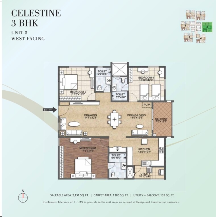 Floor Plan, kondapur 3 Bedroom 2151 Sq.Ft. Apartment In Kondapur Hyderabad 9631656