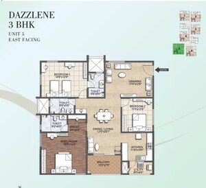 Floor Plan in 3 BHK Apartment at Kondapur – for Sale