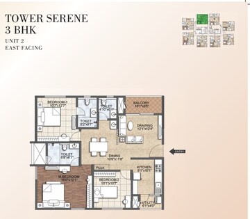 Floor Plan in 3 BHK Apartment at Kondapur – for Sale