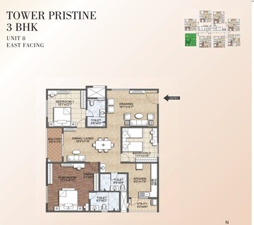 Floor Plan in 3 BHK Apartment at Kondapur – for Sale