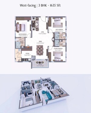Floor Plan in 3 BHK Apartment at Narsingi – for Sale