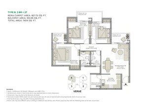 Floor Plan in 3 BHK Apartment at Eldeco Live By The Greens, Sector 150 – for Sale