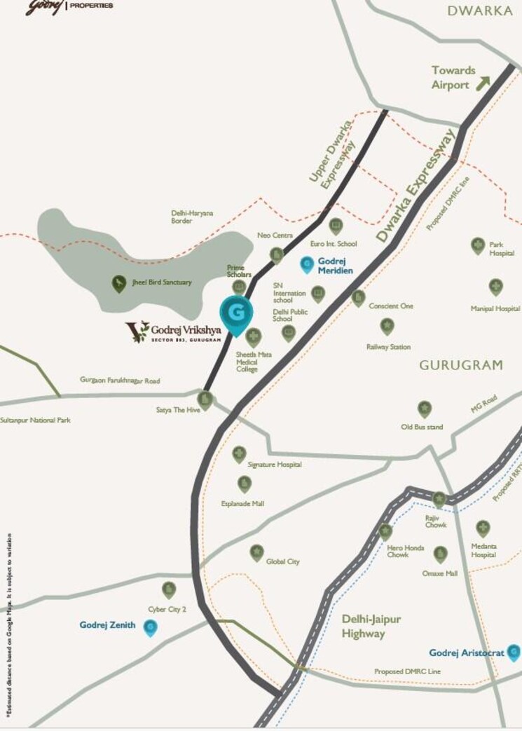 Map Location, godrej-vrikshya 3 Bedroom 1948 Sq.Ft. Apartment In Sector 103 Gurgaon 9610428