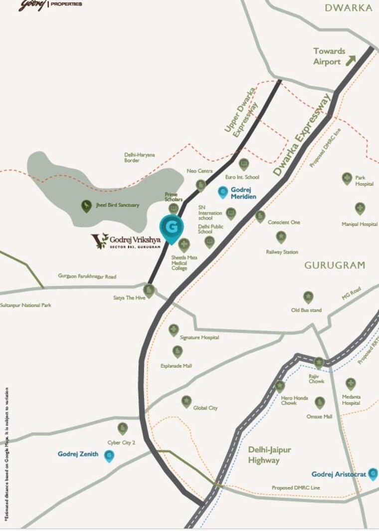Map Location, godrej-vrikshya 3 Bedroom 1948 Sq.Ft. Apartment In Sector 103 Gurgaon 9610428