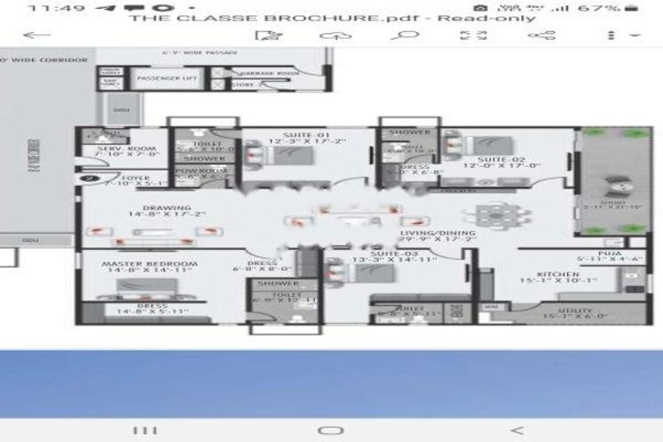 Floor Plan, dsr-the-classe 4 Bedroom 2757 Sq.Ft. Apartment In Narsingi Hyderabad 9633460