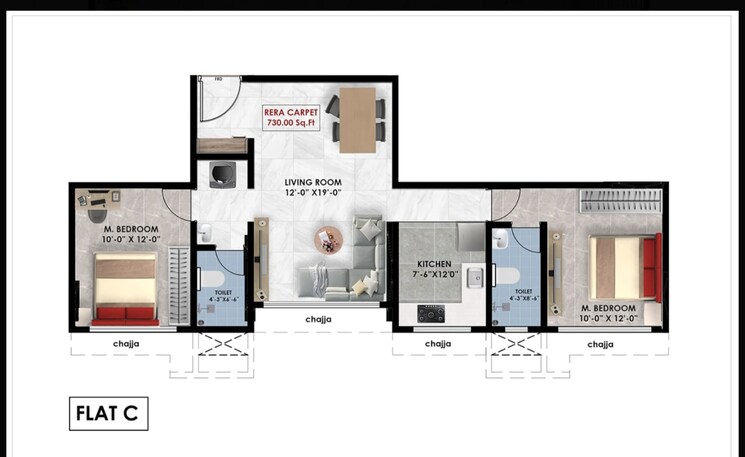 Floor Plan, chunabhatti 2 Bedroom 700 Sq.Ft. Apartment In Chunabhatti Mumbai 9635005
