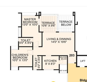 Floor Plan in 2 BHK Apartment at Eisha Zenith, Wakad – for Sale