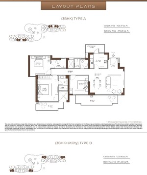 Floor Plan in 3 BHK Apartment at Conscient Elaira Residences, Sector 80 – for Sale