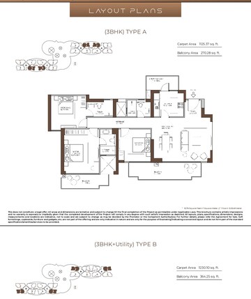 Floor Plan in 3 BHK Apartment at Conscient Elaira Residences, Sector 80 – for Sale