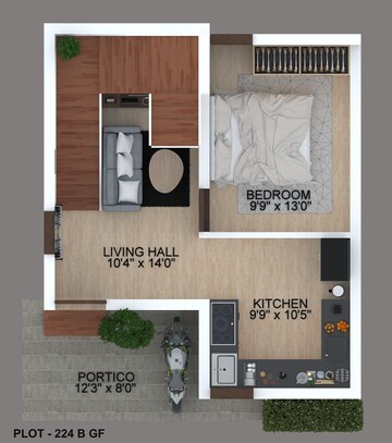 Floor Plan in 3 BHK Villa at Otthakadai – for Sale