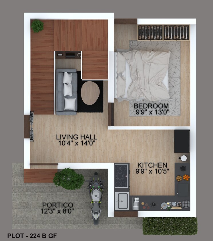 Floor Plan, otthakadai 3 Bedroom 950 Sq.Ft. Villa In Otthakadai Madurai 9558698