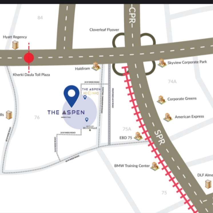 Map Location, whiteland-the-aspen 3.5 Bedroom 2740 Sq.Ft. Apartment In Sector 76 Gurgaon 9640616