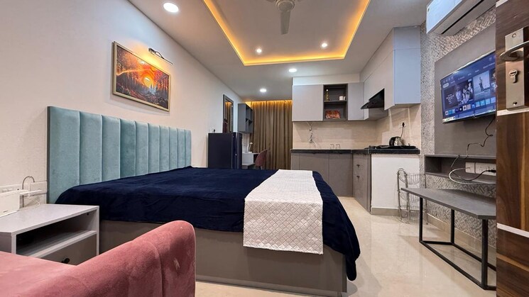 Bedroom, okay-plus-solitaire-suites Studio 403 Sq.Ft. Apartment In Ramnagariya Jaipur 9641070