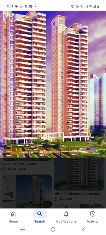 4 BHK Apartment – Exterior View View at Gaurs Platinum Towers, Sector 79 - for Sale