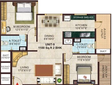 Floor Plan in 2 BHK Apartment at Gk Meadows, Electronic City – for Rent