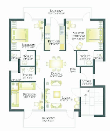 Floor Plan in 4 BHK Builder Floor at Rps Palms, Sector 88 – for Sale