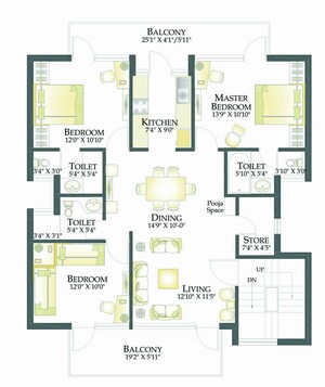 Floor Plan in 4 BHK Builder Floor at Rps Palms, Sector 88 – for Sale