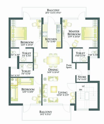 Floor Plan in 4 BHK Builder Floor at Rps Palms, Sector 88 – for Sale