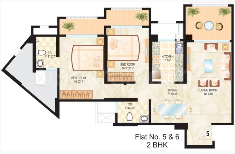 Floor Plan, dosti-group-acres 2 Bedroom 850 Sq.Ft. Apartment In Wadala East Mumbai 9644141