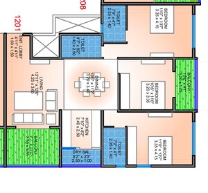 Floor Plan in 3 BHK Apartment at Dashabhuja CHS, Kothrud – for Sale