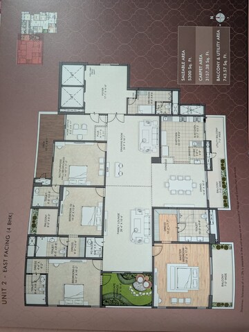 Floor Plan in 5 BHK Apartment at Aurobindo Kohinoor, Serilingampally – for Sale