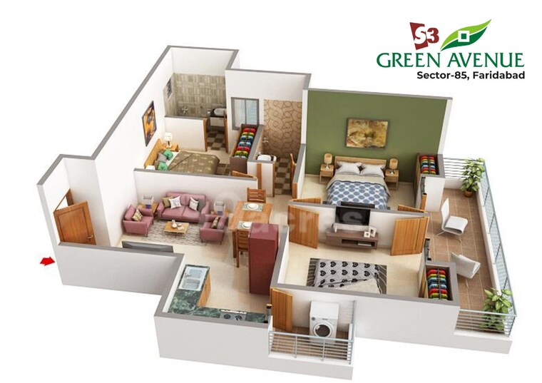 undefined, s3-green-avenue 3 Bedroom 645 Sq.Ft. Apartment In Sector 85 Faridabad 9647747