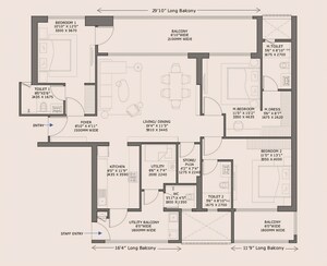 Floor Plan in 3 BHK Apartment at Birla Pravaah, Sector 71 – for Sale