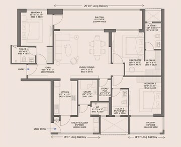 Floor Plan in 3 BHK Apartment at Birla Pravaah, Sector 71 – for Sale