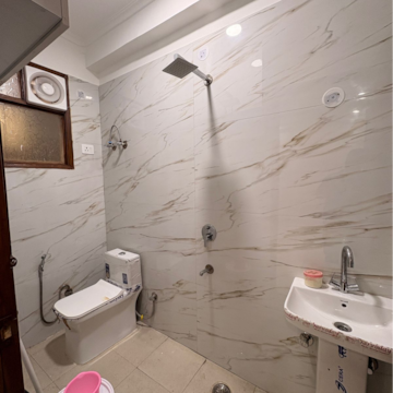 Bathroom in 2 BHK Builder Floor at Chattarpur – for Rent