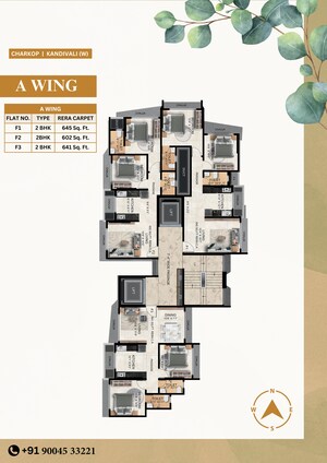 Floor Plan in 2 BHK Apartment at DB Soham Heights, Kandivali West – for Sale