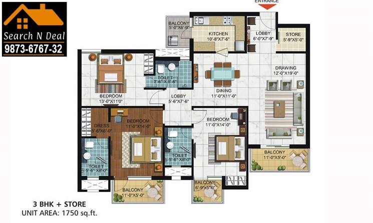 Master Plan, ramprastha-skyz 3 Bedroom 1750 Sq.Ft. Apartment In Sector 37d Gurgaon 9654324