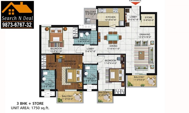 Master Plan, ramprastha-skyz 3 Bedroom 1750 Sq.Ft. Apartment In Sector 37d Gurgaon 9654324