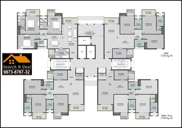 Floor Plan in 3 BHK Apartment at Ramprastha Skyz, Sector 37d – for Sale