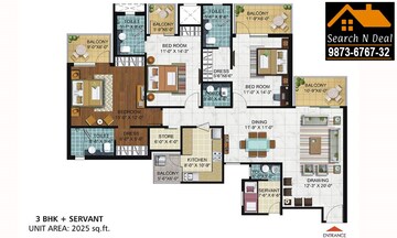 Floor Plan in 3.5 BHK Apartment at Ramprastha Skyz, Sector 37d – for Sale