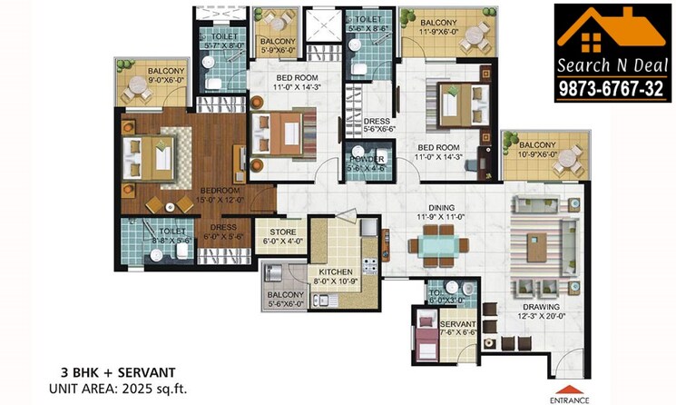 Floor Plan, ramprastha-skyz 3.5 Bedroom 2025 Sq.Ft. Apartment In Sector 37d Gurgaon 9654326