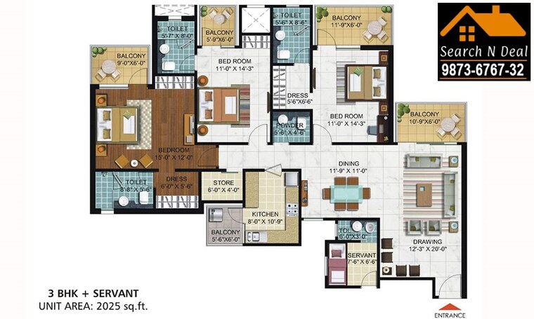 Floor Plan, ramprastha-skyz 3.5 Bedroom 2025 Sq.Ft. Apartment In Sector 37d Gurgaon 9654326