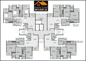 Floor Plan in 3.5 BHK Apartment at Ramprastha Skyz, Sector 37d – for Sale