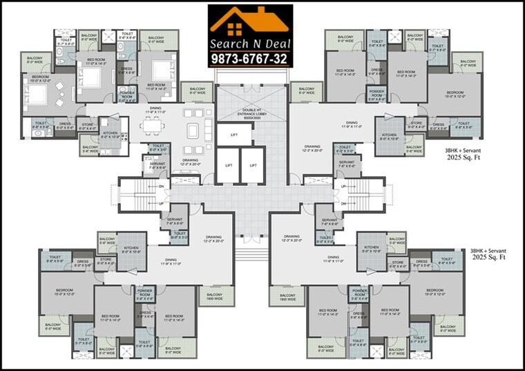 Floor Plan, ramprastha-skyz 3.5 Bedroom 2025 Sq.Ft. Apartment In Sector 37d Gurgaon 9654326