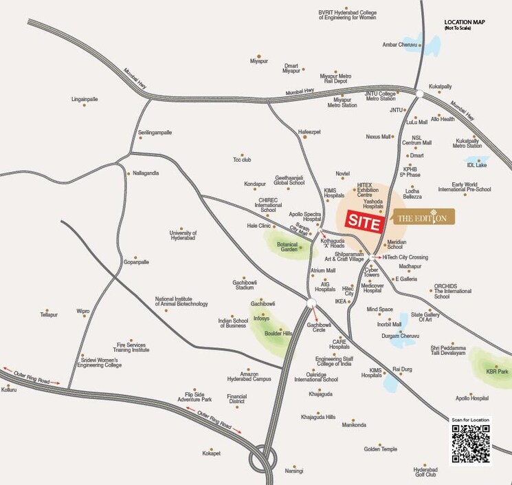 Map Location, savya-the-edition 3 Bedroom 3555 Sq.Ft. Apartment In Khanammet Hyderabad 9631888
