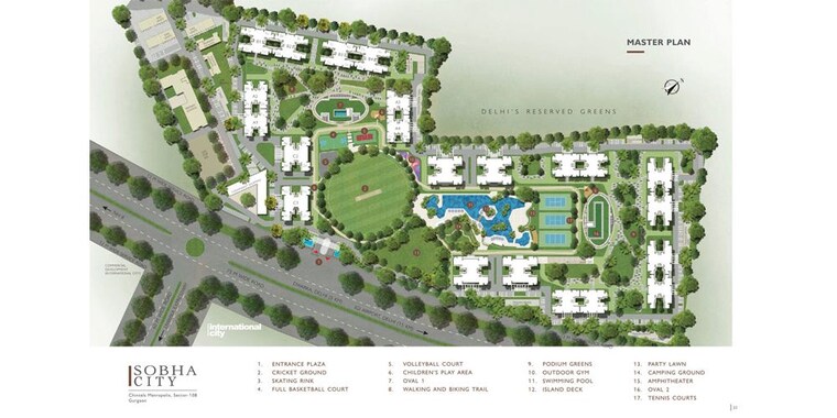 Master Plan, sobha-city-gurgaon 3 Bedroom 2003 Sq.Ft. Apartment In Sector 108 Gurgaon 9655396