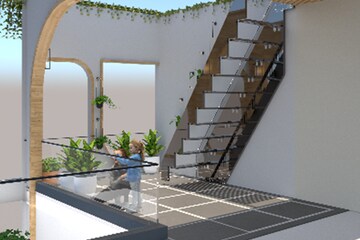 Staircase in 4 BHK Villa at Bhagwanpur – for Sale