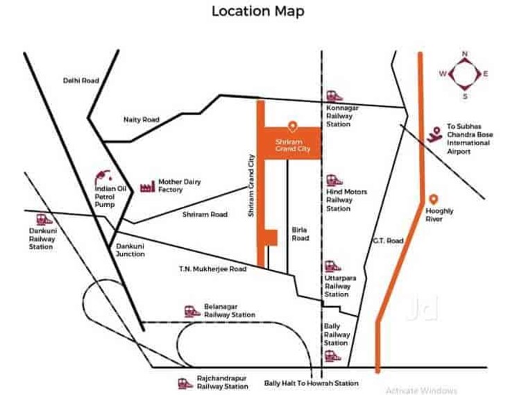 Map Location, shriram-grand-one 2 Bedroom 827 Sq.Ft. Apartment In Uttarpara Kotrung Kolkata 9660779