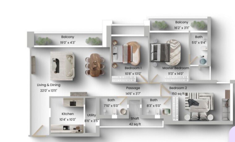 Floor Plan, oberoi-realty-exquisite 3 Bedroom 1300 Sq.Ft. Apartment In Goregaon East Mumbai 9662021