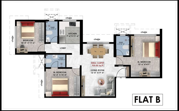Floor Plan, chunabhatti 3 Bedroom 930 Sq.Ft. Apartment In Chunabhatti Mumbai 9662990