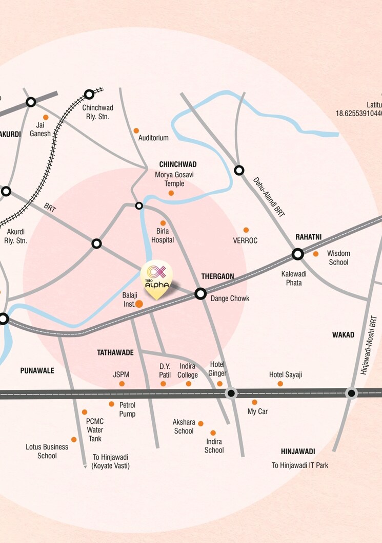 Map Location, trio-alpha 4 Bedroom 1870 Sq.Ft. Apartment In Tathawade Pune 9663303
