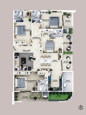 Floor Plan in 4 BHK Apartment at Kondapur – for Sale