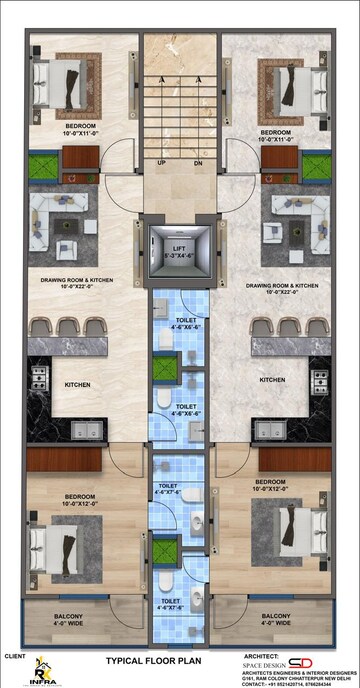 Floor Plan in 2 BHK Builder Floor at Rajpur Khurd Extension – for Sale