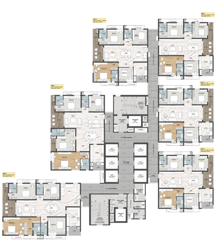Floor Plan, navanaami-one 3 Bedroom 2437 Sq.Ft. Apartment In Kokapet Hyderabad 9665896