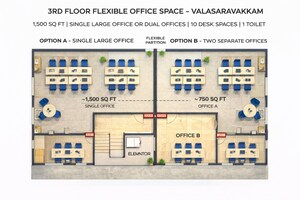 Floor Plan in  Office Space at Valasaravakkam – for Rent